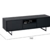 Meuble tv 160cm aspect bois noir et métal noir moderne design