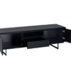 Meuble tv 160cm aspect bois noir et métal noir moderne design