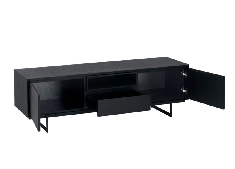 Meuble télé 160cm aspect bois noir moderne et design