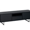 Meuble tv 160cm aspect bois noir et métal noir moderne design