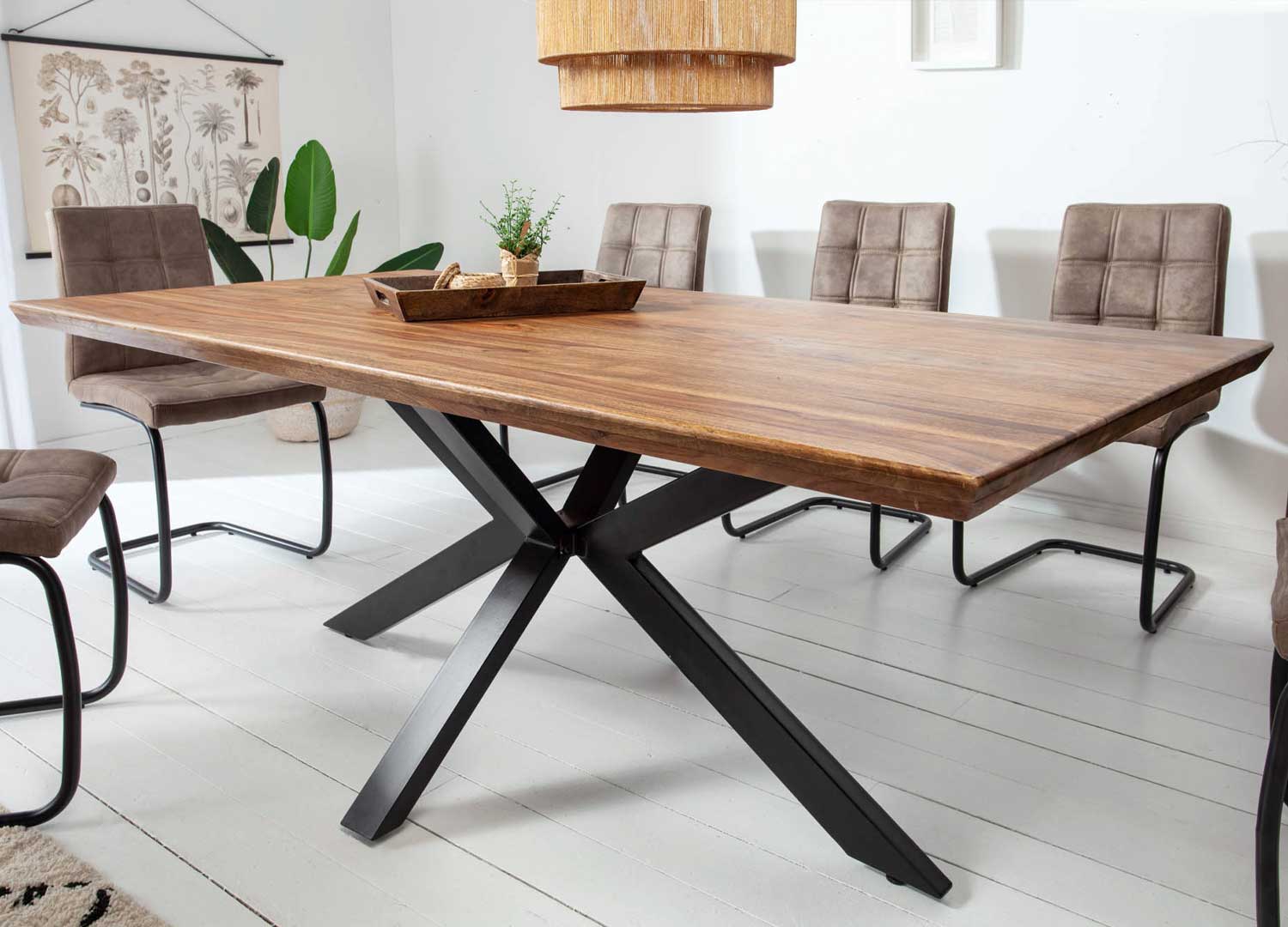 Table de repas rectangulaire en bois de sesham massif 180cm
