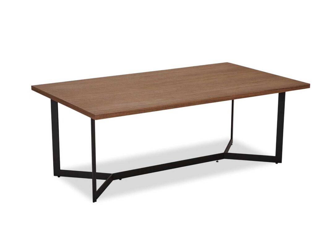 Table basse rectangulaire de 140cm aspect bois de noyer contemporaine