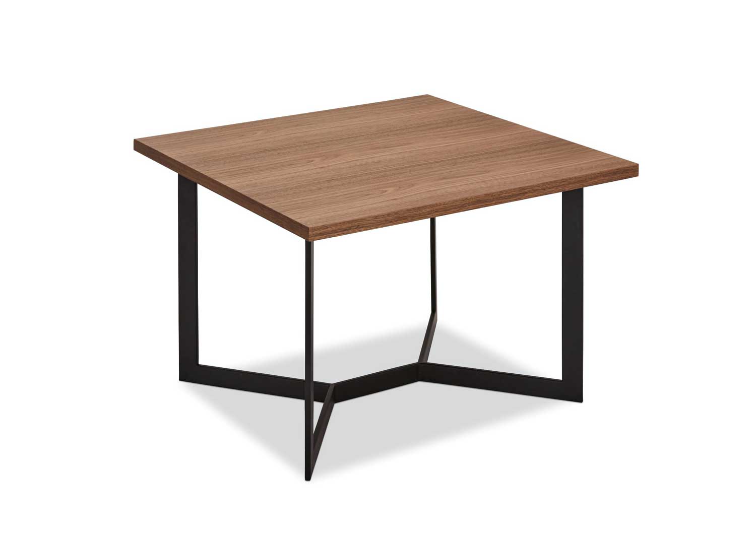 Table basse carrée de 70cm aspect bois de noyer moderne