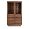 Vitrine haute droite aspect bois de noyer foncé