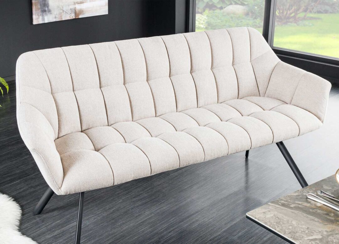 Banquette en tissu beige champagne de 160cm