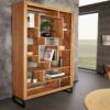 Bibliothèque en bois d'acacia massif de 190cm de haut