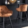 Chaise de bar en velours marron