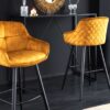 Chaise de bar en velours jaune design