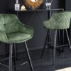 Chaise de bar en velours vert