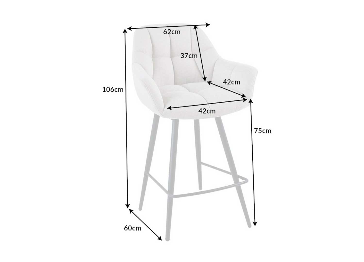 Lot de deux chaises de bar rotatives en tissu beige moderne