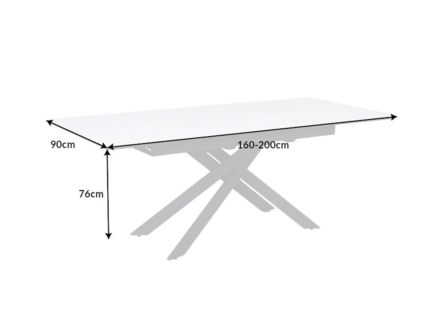 Dimensions de la table de repas aspect marbre blanc