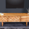 Meuble tv 145cm en bois d'acacia finition miel naturel