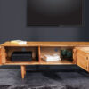 Meuble tv 145cm en bois d'acacia finition miel naturel