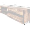 Meuble tv 160cm en bois de sesham suspendu naturel