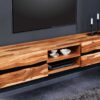 Meuble tv 160cm en bois de sesham suspendu naturel