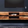 Meuble tv 160cm en bois de sesham suspendu naturel