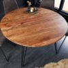 Table de repas ronde 120cm en bois d'acacia massif piétement en épingle noir