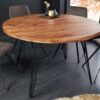 Table de repas ronde 120cm en bois d'acacia massif piétement en épingle noir