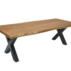 Table à manger 200cm en bois d'acacia massif avec piétement robuste en métal noir