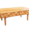 Table basse en bois d'acacia massif miel 100cm avec façades sculptées naturel