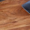 Table de repas ronde 120cm en bois d'acacia massif piétement en épingle noir