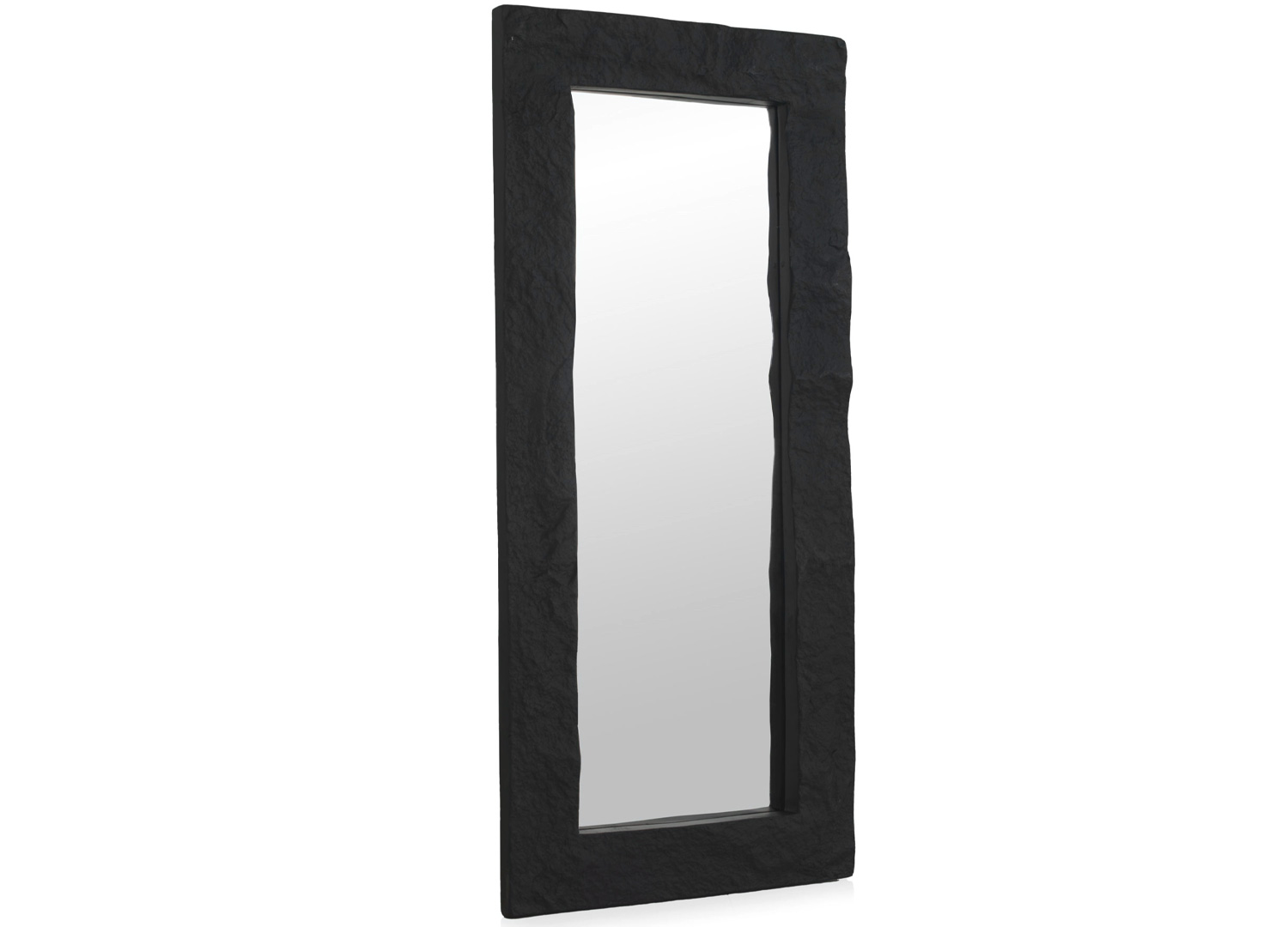 Grand miroir rectangulaire aspect pierre noir design