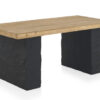 Table à manger en bois de sapin plaqué et piétements aspect pierre noir