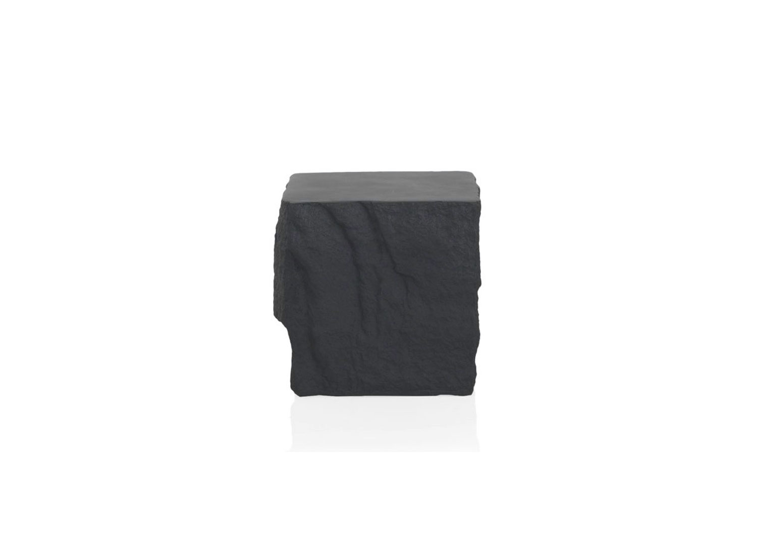 Tabouret en polyrésine aspect pierre noir carré design