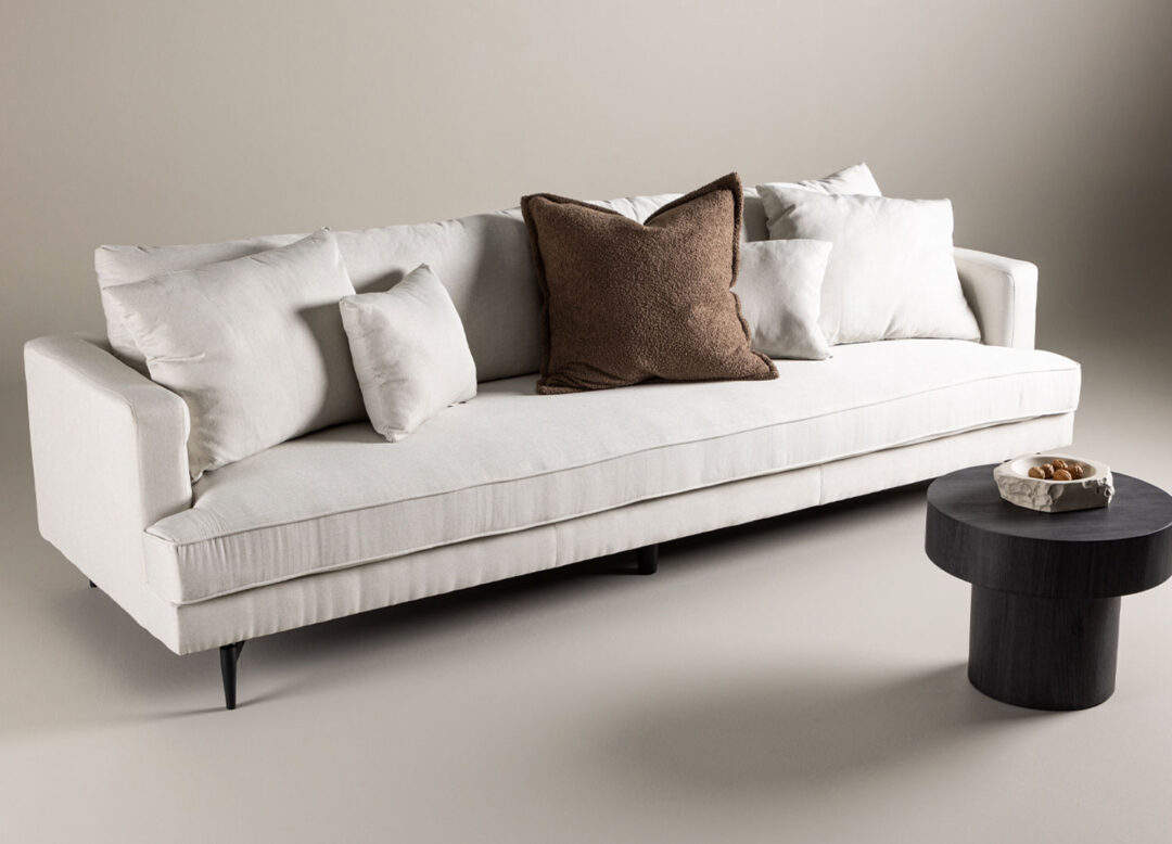 Canapé 4 places en lin beige de qualité moderne