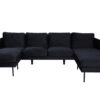 Canapé d'angle 4 places en velours noir moderne design