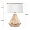 Dimensions lampe en bois de teck et abat-jour en coton blanc