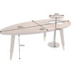 Table basse ovale en bois de manguier massif avec table d'appoint qui traverse la grande table