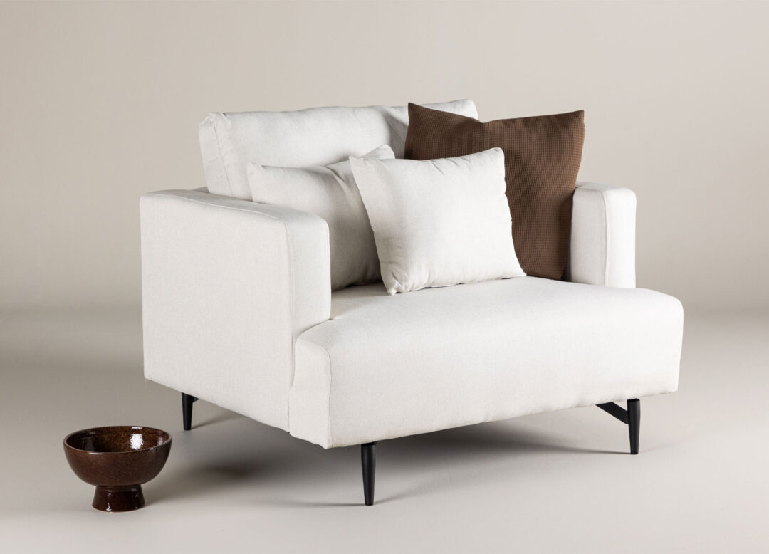 Fauteuil 1 places en tissu de lin beige de qualité design