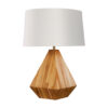 Lampe en bois de teck et abat-jour en coton blanc