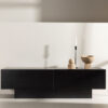 Meuble TV 160cm aspect bois noir style nordique