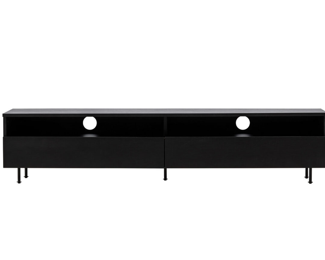 Meuble TV 2 tiroirs aspect bois noir de 180cm