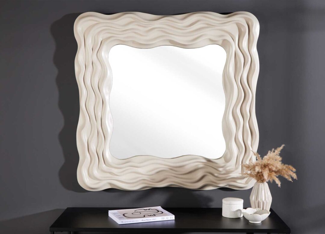 Miroir carré vague couleur grège moderne