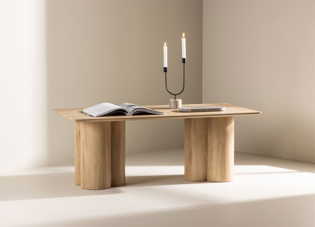 Table basse rectangulaire aspect bois blanchi moderne