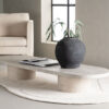Table basse ovale de 190cm aspect marbre beige