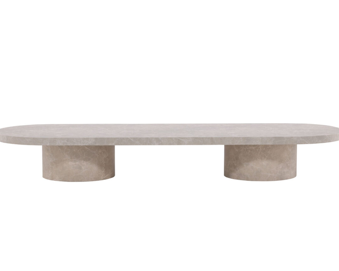 Table basse ovale de 190cm aspect marbre beige