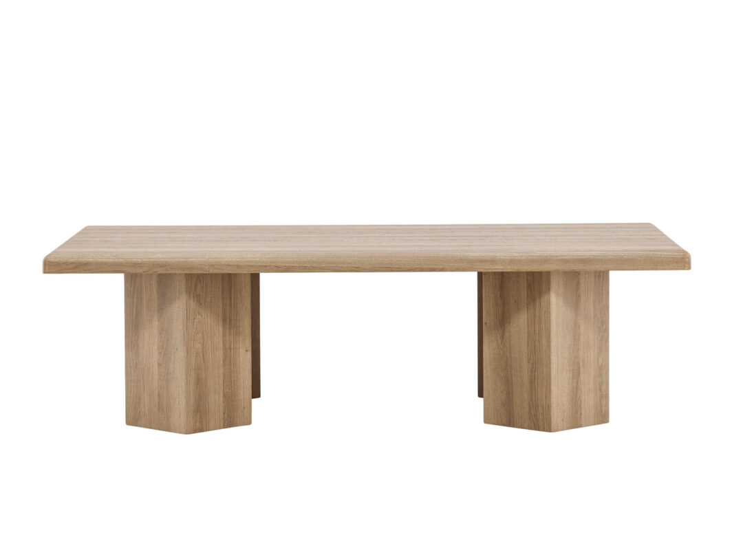 Table basse rectangulaire aspect bois naturel 4 pieds cubiques