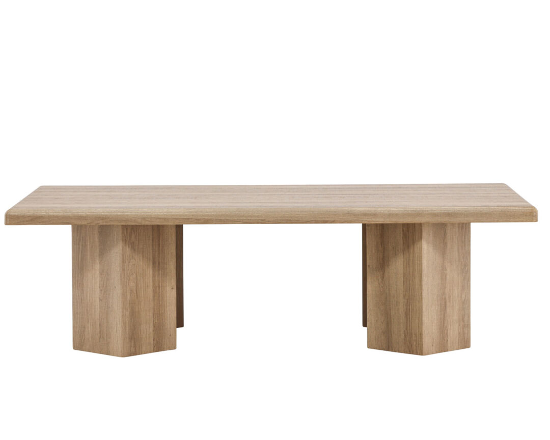 Table basse rectangulaire aspect bois naturel 4 pieds cubiques