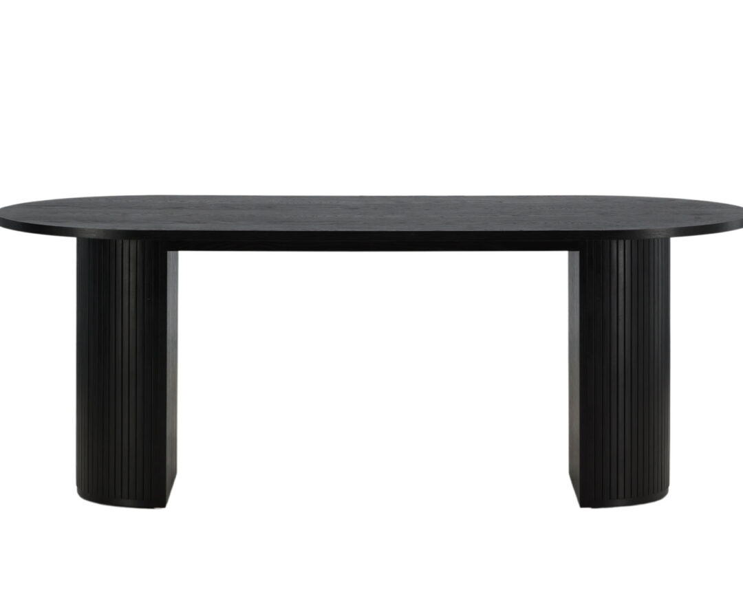 Table à manger ovale de 200cm aspect bois noir