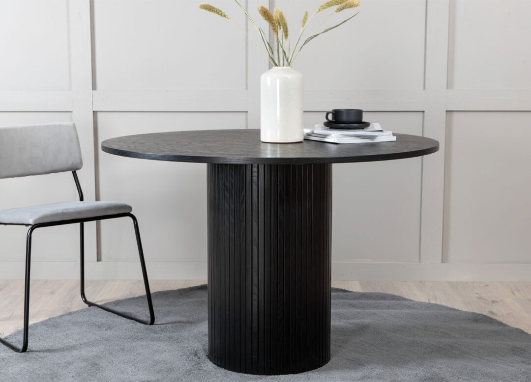 Table à manger ronde en bois de noyer noir moderne