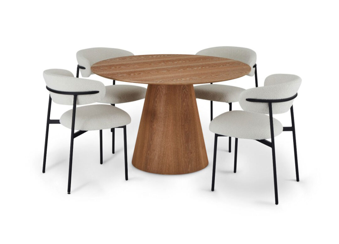 Table de salle à manger en bois aspect chêne naturel