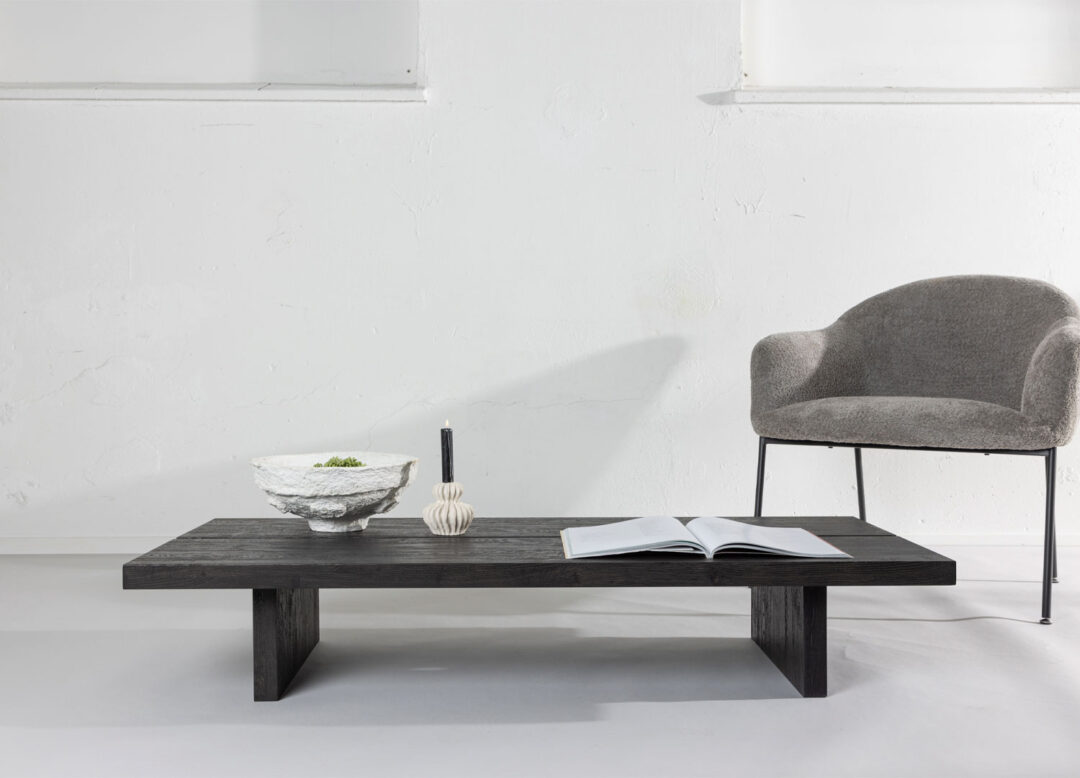 Table basse rectangulaire de 140cm aspect bois moka moderne