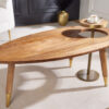 Table basse ovale en bois de manguier massif avec table d'appoint qui traverse la grande table