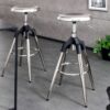 Lot de 2 tabourets de bar argentés style industriel rétro