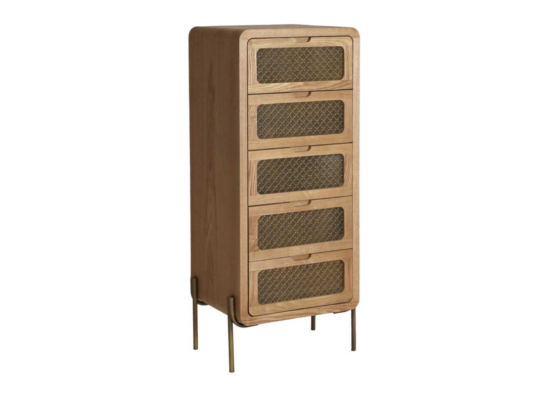 Commode 5 tiroirs en bois de pin