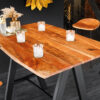 Table de bar en bois d'acacia massif 120cm aspect bordure d'arbre